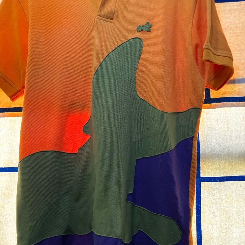 Akoo Orange Green Purple Colorblock Polo